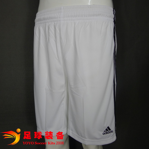 专柜正品ADIDAS 2012足球白色暗条纹比赛短裤