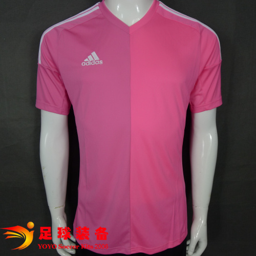 专柜正品ADIDAS KONN15 JSY 高端粉色 拼色足球组队球衣
