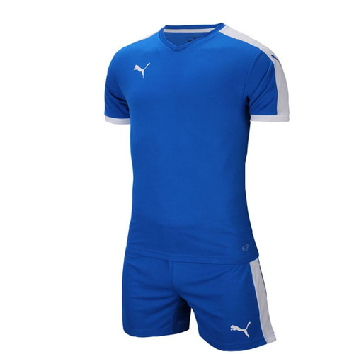 （团队首选）专柜正品PUMA TEAMSPORT 顶级 足球 光板蓝色队服套装（上衣+短裤）